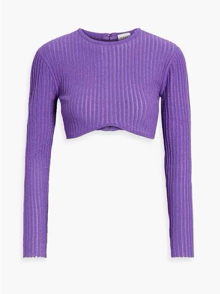 Herve Leger Cropped Ribbed-Knit Top $1,150 Xs New